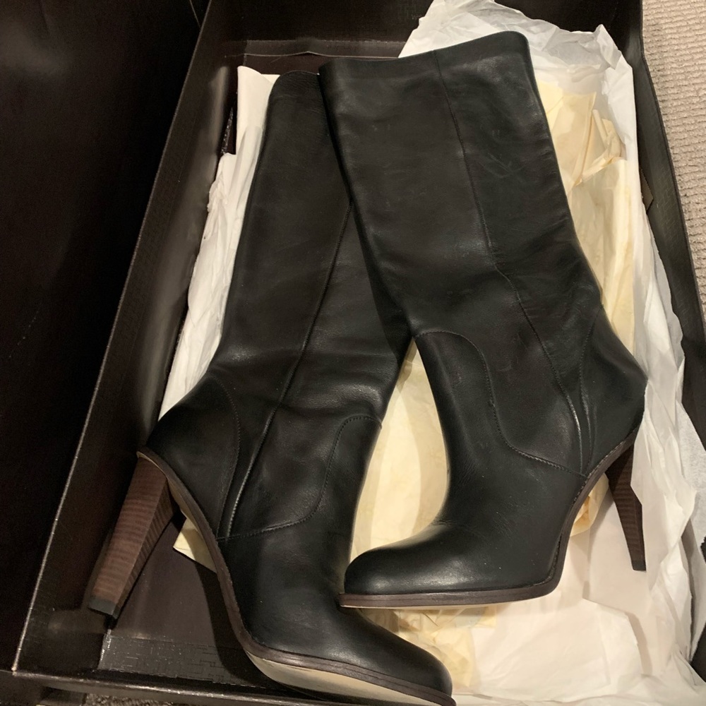 Ladies Cole Haan - black leather tall boots / size 8.5M